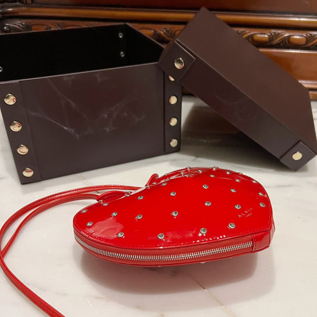 LE COEUR BAG 21 IN CANDY RED PATENT CALFSKIN ATTACHED STRASS