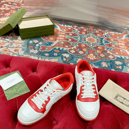 GUCCI 26S SNEAKERS IN WHITE MIX RED CALFSKIN