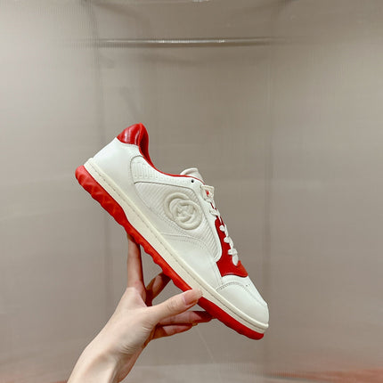 GUCCI 26S SNEAKERS IN WHITE MIX RED CALFSKIN