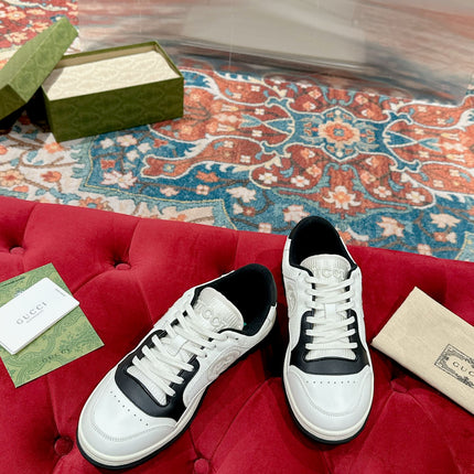GUCCI 26S SNEAKERS IN WHITE MIX BLACK CALFSKIN