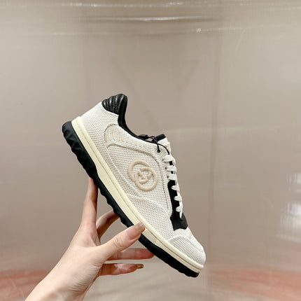 GUCCI 26S SNEAKERS IN WHITE MESH FABRIC AND BLACK CALFSKIN