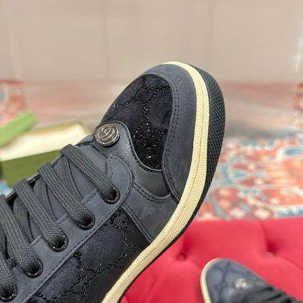 GUCCI 26S SCREENER SNEAKER IN BLACK LEATHER AND SUEDE