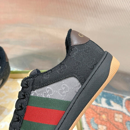 GUCCI 26S SCREENER SNEAKER IN BLACK AND GREY CANVAS