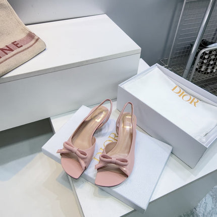 DIOR 26S BOW SLINGBACK SANDALS 45MM IN PINK CALFSKIN
