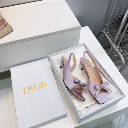 DIOR 26S BOW SLINGBACK SANDALS 45MM IN LIGHT PURPLE SATIN