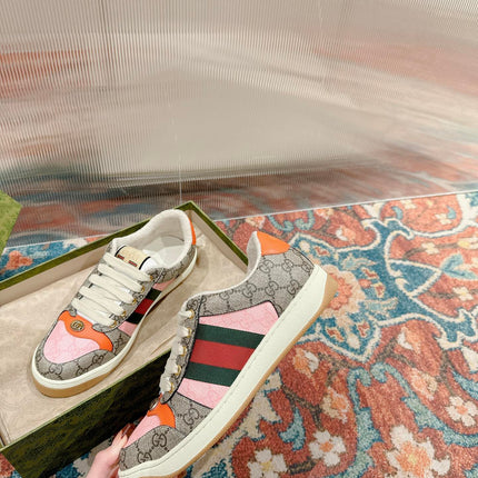 GUCCI 26S SCREENER SNEAKER IN BEIGE MIX LIGHT PINK CANVAS