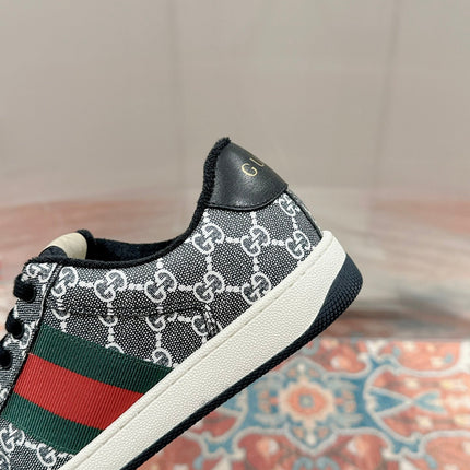 GUCCI 26S SCREENER SNEAKER IN BLACK AND WHITE GG CANVAS