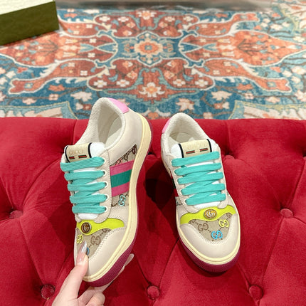 GUCCI 26S SCREENER SNEAKER IN MULTICOLOR SUEDE AND CANVAS
