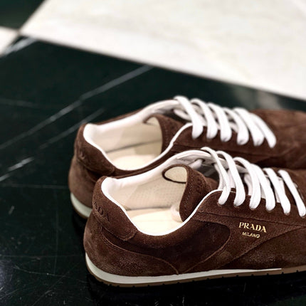 PRADA 25S SNEAKER IN DARK BROWN SUEDE STYLE 6