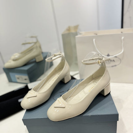 PRA NAPPA MARY JANE PUMPS CREAMY WHITE LAMBSKIN