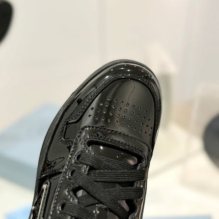 PRA DOWNTOWN PERFORATED SNEAKERS GLOSSY BLACK CALFSKIN