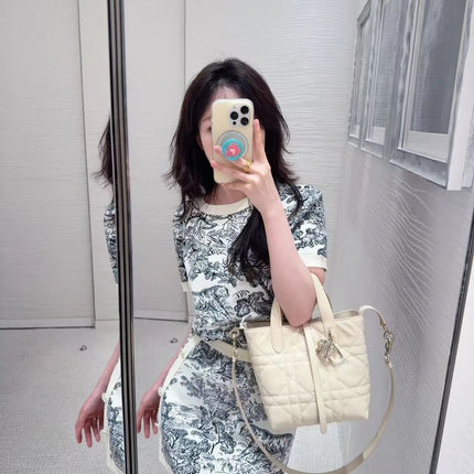 DIOR 25S SHORT-SLEEVE PATTERNED KNIT TOP 701