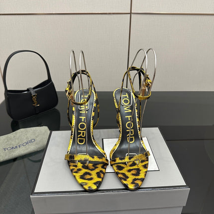 TOM FORD 26S HEELED SANDALS 100 MM IN LEOPARD PRINT CALFSKIN STYLE 3