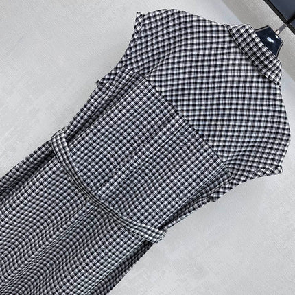 CELINE 26S GINGHAM BELTED MIDI DRESS 358