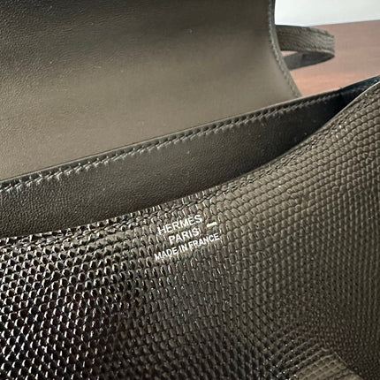 CONSTANCE 18 BLACK LIZARD SILVER HARDWARE