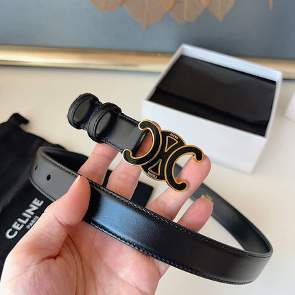 CELINE 26S BELT 25 MM IN BLACK CALFSKIN 631343