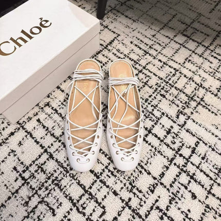 CHLOÉ 26S LACE-UP HEELS 60 MM IN WHITE CALFSKIN