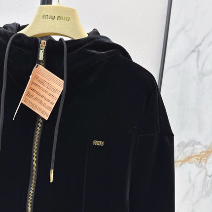 MIUMIU 26S HOODED VELVET JACKET 951