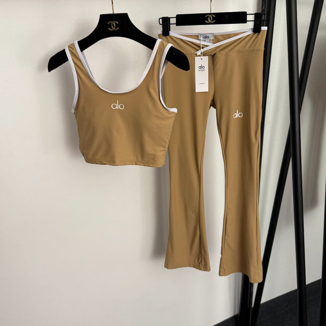 ALO 26S CROP TANK TOP & FLARED PANTS SET 222