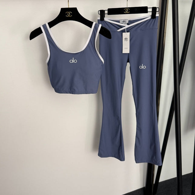 ALO 26S CROP TANK TOP & FLARED PANTS SET 226