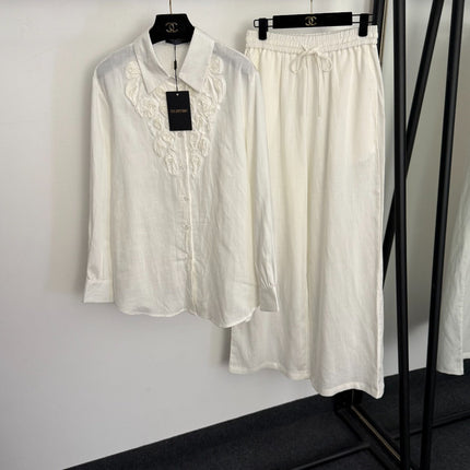 VALENTINO 26S LONG-SLEEVE SHIRT & WIDE-LEG PANTS SET 380