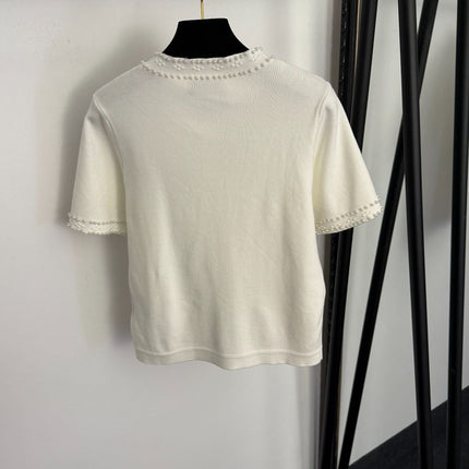 MIUMIU 26S SHORT SLEEVE CREW NECK KNIT CARDIGAN 1018