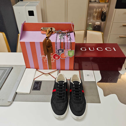 GUCCI 26S GG WEB SNEAKERS IN BLACK GG CANVAS
