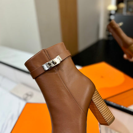 HM 26S ANKLE BOOTS 85 MM IN BROWN CALFSKIN