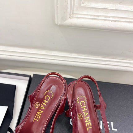 CHANEL 26S POINTED TOE HIGH HEELS 55 MM IN DARK RED PATENT LAMBSKIN