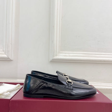 GUCCI 26S LOAFERS MM IN BLACK CALFSKIN WITH SILVER HARDWARE