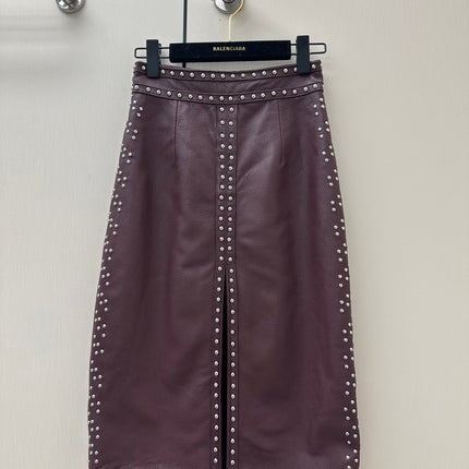 HERMES 26S LEATHER SKIRT 733