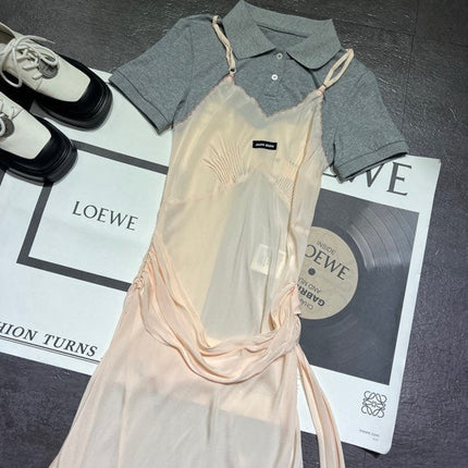 MIUMIU 26S TWO PIECE PINAFORE DRESS SET 870